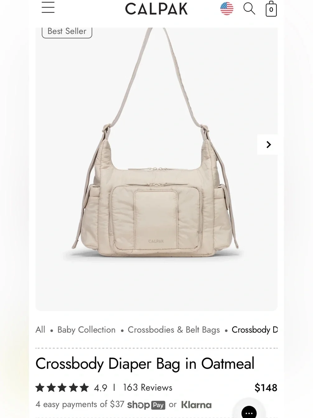 Calpak Crossbody diaper bag AND pacifier pouch in oatmeal